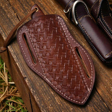 Load image into Gallery viewer, Damascus Cowboy Hunting Knife | Rosewood Handle | Pancake Sheath