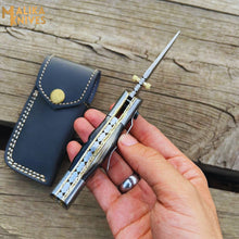Load image into Gallery viewer, Custom Handmade Folding knife with Ram horn handle-0803