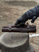 Load image into Gallery viewer, 5-Piece Stainless Steel Chef Knife Set with Leather Roll | Ebony Wood Handle Knives