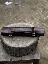 Load image into Gallery viewer, 5-Piece Stainless Steel Chef Knife Set with Leather Roll | Ebony Wood Handle Knives