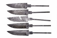 Load image into Gallery viewer, 5-Piece Hand Forged Damascus Hunting Knife Blanks Set