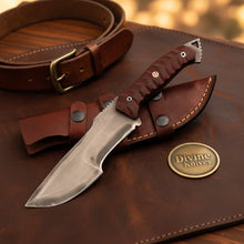 Load image into Gallery viewer, Maroon Micarta Carbon Steel Tracker Knife with Textured Grip