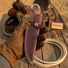 Load image into Gallery viewer, Damascus Hunting Skinner Knife Brown Micarta | Handle and Leather Sheath