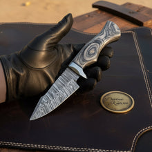 Load image into Gallery viewer, Grey Micarta Damascus Skinner Knife with Layered Blade