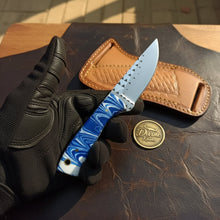 Load image into Gallery viewer, Blue Kirinite Farrier Rasp Skinner with Marbled Handle