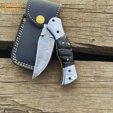 Load image into Gallery viewer, Custom Handmade Folding knife with Ram horn handle-0803