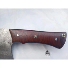 Load image into Gallery viewer, 6-Inch blade Kitchen Knife Cleaver — Textured Damascus Blade with Rosewood Handle (11-Inch Overall, Hand-Forged)