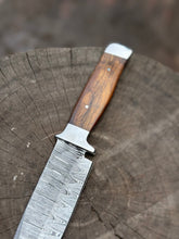 Load image into Gallery viewer, European Carving Knife Damascus Blade Wooden Handle Fixed Blade Tool