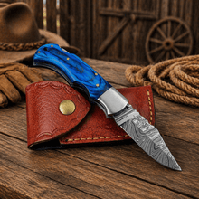 Load image into Gallery viewer, 6.5” Handmade Damascus Pocket Folding Knife – Authentic Damascus Steel EDC Knife | Premium Gift for Men, Hunting &amp; Camping Knife