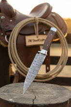Load image into Gallery viewer, European Carving Knife Damascus Blade Wooden Handle Fixed Blade Tool