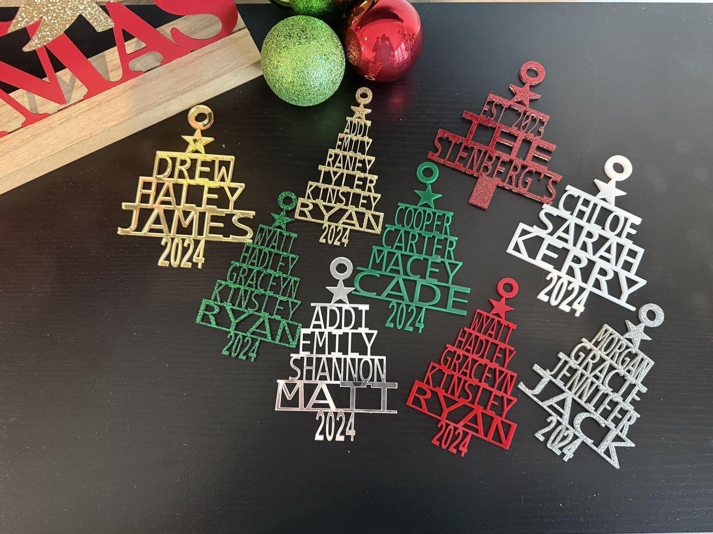 Custom Family Names Christmas Tree Ornament: Personalized Acrylic Keepsake
