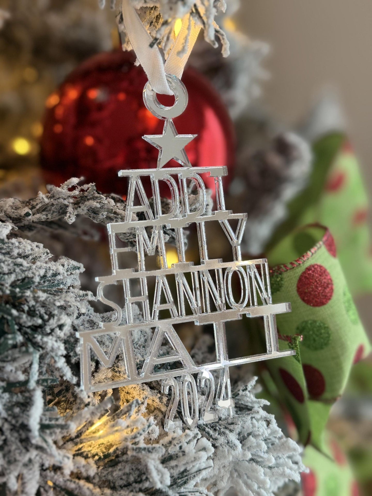Custom Family Names Christmas Tree Ornament | Personalized with Family Names | Unique Holiday Keepsake Gift | Perfect Family Gift 2024