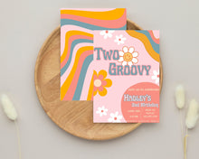 Load image into Gallery viewer, Two Groovy Birthday Invitation: Retro Hippie Invite (Digital Download) Editable Template