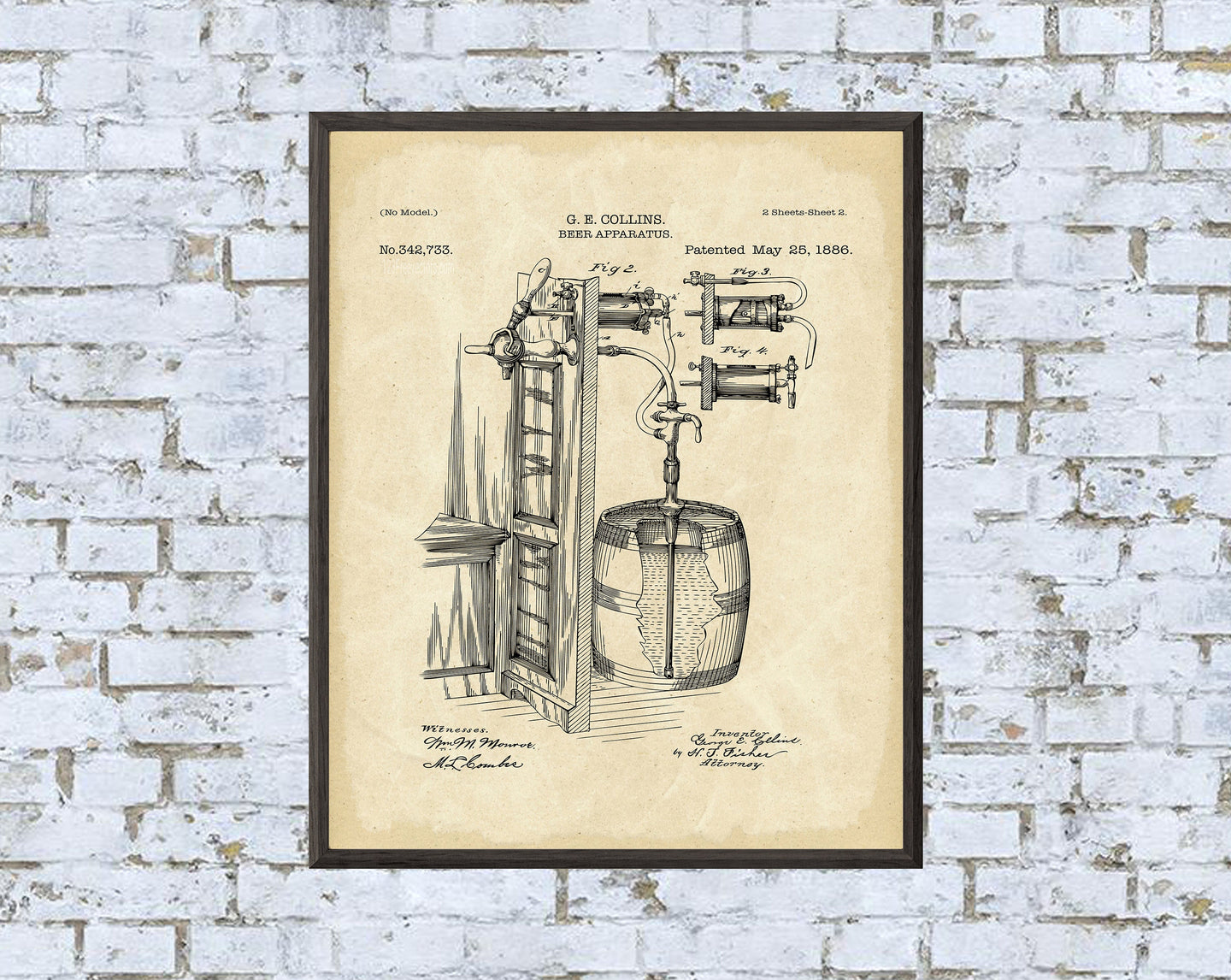 Vintage Beer Apparatus Patent Art Print: 7 Backgrounds (Digital Download)