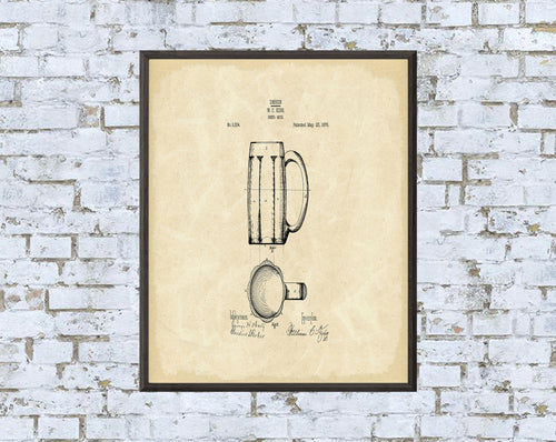 Beer Mug Patent Art Print: Vintage Blueprint Decor (Digital Download)