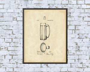 Beer Mug Patent Art Print: Vintage Blueprint Decor (Digital Download)