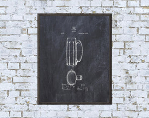 Beer Mug Patent Art Print: Vintage Blueprint Decor (Digital Download)