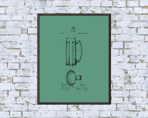 Beer Mug Patent Art Print: Vintage Blueprint Decor (Digital Download)
