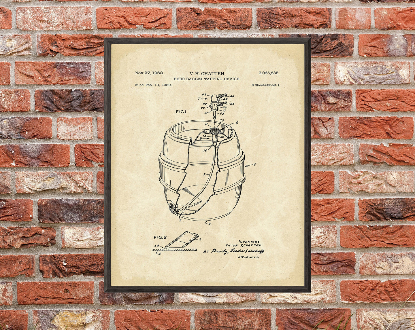 Beer Barrel Tap Patent Art Print: Vintage Brewing Decor (Digital Download)