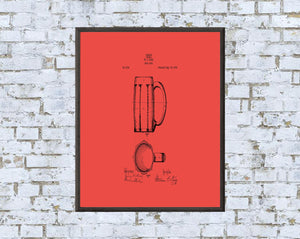 Beer Mug Patent Art Print: Vintage Blueprint Decor (Digital Download)