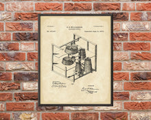 Load image into Gallery viewer, Vintage Alcohol Still Patent Art Print: Customizable Backgrounds (Digital Download)