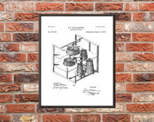 Load image into Gallery viewer, Vintage Alcohol Still Patent Art Print: Customizable Backgrounds (Digital Download)