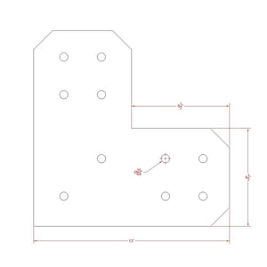 Chamfered Design L Bracket for 8" Post, 8x8 L Support Bracket, Pergola Bracket, 8 inch Post Bracket, 8x8 L Bracket, Truss Plate