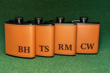 Load image into Gallery viewer, Personalized Leather Flask , Engraved Stainless Steel Flask, Leather Flask, Flask Personalized, Flask Leather, Flasks