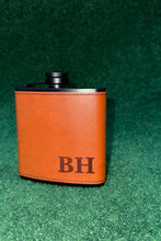 Load image into Gallery viewer, Personalized Leather Flask , Engraved Stainless Steel Flask, Leather Flask, Flask Personalized, Flask Leather, Flasks