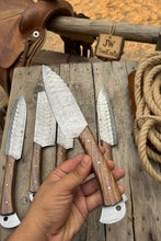 Load image into Gallery viewer, Hand Forged Damascus Chef Knife Set, Natural Wood Handle, Full Tang Kitchen Knife Collection