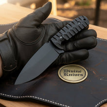 Load image into Gallery viewer, Sculpted Blackout Fixed Blade Knife with Black Coated Blade