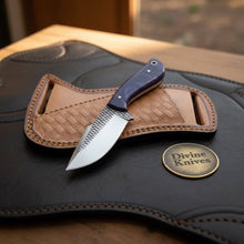 Load image into Gallery viewer, Purple Swirl Resin Rasp Cowboy Knife with Marbled Purple Handle