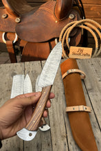 Load image into Gallery viewer, Hand Forged Damascus Chef Knife Set, Natural Wood Handle, Full Tang Kitchen Knife Collection