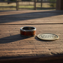 Load image into Gallery viewer, Wide Rosewood Inlay Damascus Wedding Band