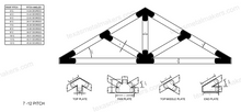 Load image into Gallery viewer, 6x6 Chamfered Design Dog Eared Timber Truss Brackets for 6x6 Posts, 6&quot; Timber Truss Brackets, 6x6 Timber Fan Bracket