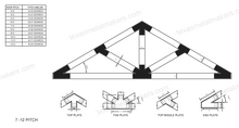 Load image into Gallery viewer, 6x6 Structural Design Timber Truss Brackets for 6x6 Posts, 6&quot; Timber Truss Brackets, 6x6 Fan Bracket