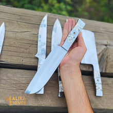 Load image into Gallery viewer, Malika Ultimate Kitchen Knife Set: Premium Black &amp; white Collection with Custom Leather Carrying Case -0205