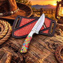 Load image into Gallery viewer, Custom Handmade Horse Rasp Stainless Steel 4-Inch Western Cowboy Skinner with Stone Handle &amp; Leather Sheath