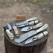 Load image into Gallery viewer, 7 Piece Damascus Steel Knife Set with Synthetic Antler Handles