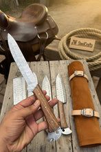 Load image into Gallery viewer, Hand Forged Damascus Chef Knife Set, Natural Wood Handle, Full Tang Kitchen Knife Collection