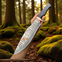 Load image into Gallery viewer, Copper Damascus Bowie Knife | Carbon Fiber Handle