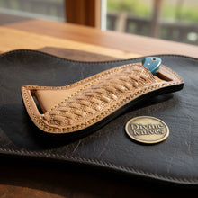Load image into Gallery viewer, Blue Farrier Rasp Cowboy Belt Knife with Clip Point Blade