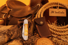 Load image into Gallery viewer, Double Blade Trapper Knife with Bone Handle, Folding Pocket Knife