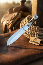 Load image into Gallery viewer, Drop Point Bushcraft Knife 10” – Polished Steel Blade with Natural Stag Handle