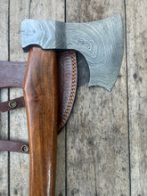 Load image into Gallery viewer, Damascus Viking Bearded Hatchet with Bare Wood Haft