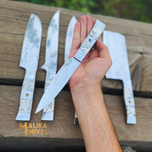 Load image into Gallery viewer, Malika Ultimate Kitchen Knife Set: Premium Black &amp; white Collection with Custom Leather Carrying Case -0205