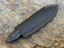 Load image into Gallery viewer, 8" Damascus steel fixed blade knife with Black Pakka wood handle.