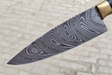 Load image into Gallery viewer, 8-Inch Gyuto Chef Knife — Acid-Etched Waisted Stainless Steel Blade with Red Wood Handle — JW SteelCrafts