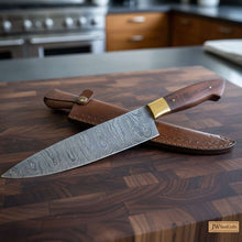 Load image into Gallery viewer, 8-Inch Gyuto Chef Knife — Damascus Steel with Rosewood Handle (Hand-Forged)