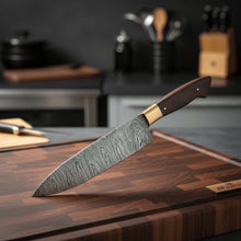 Load image into Gallery viewer, 8-Inch Gyuto Chef Knife — Damascus Steel with Rosewood Handle (Hand-Forged)